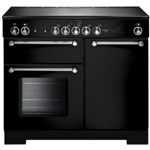 Rangemaster KCH100ECBLC Electric Range Cooker with 5 Ceramic Hobs - Black Chrome