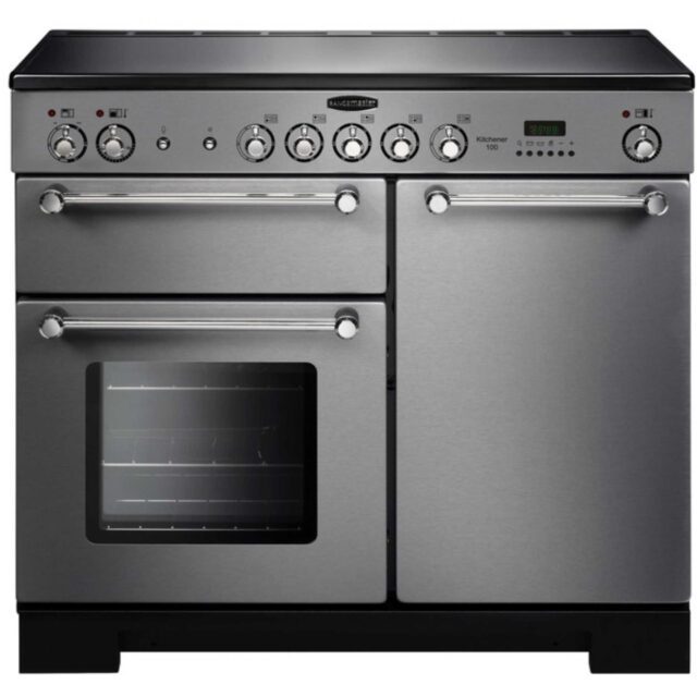 Rangemaster KCH100ECSSC Electric Range Cooker with 5 Ceramic Hobs - Steel Chrome